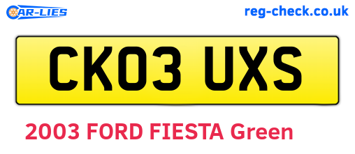 CK03UXS are the vehicle registration plates.