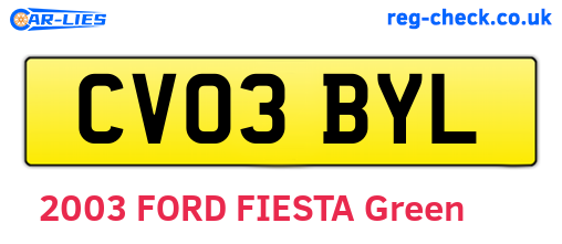 CV03BYL are the vehicle registration plates.