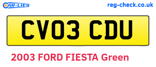 CV03CDU are the vehicle registration plates.