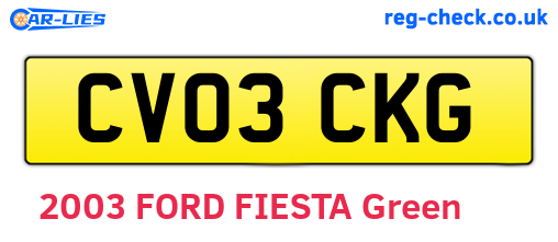CV03CKG are the vehicle registration plates.