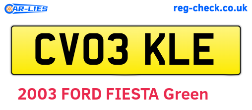 CV03KLE are the vehicle registration plates.