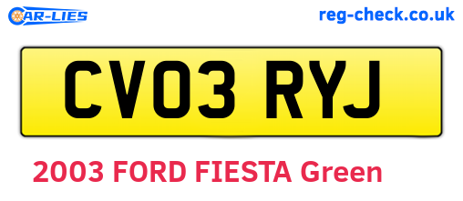 CV03RYJ are the vehicle registration plates.