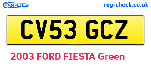 CV53GCZ are the vehicle registration plates.