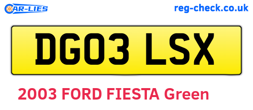 DG03LSX are the vehicle registration plates.