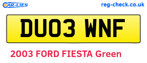 DU03WNF are the vehicle registration plates.