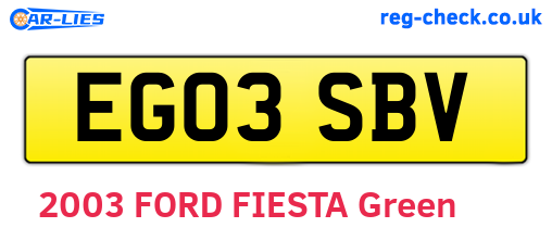 EG03SBV are the vehicle registration plates.