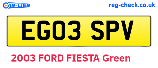 EG03SPV are the vehicle registration plates.
