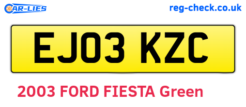 EJ03KZC are the vehicle registration plates.