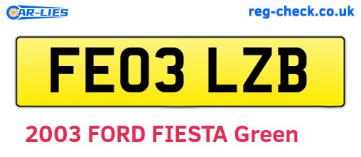 FE03LZB are the vehicle registration plates.