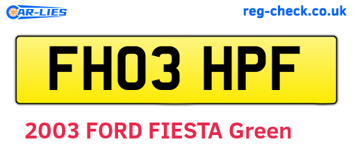 FH03HPF are the vehicle registration plates.