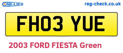 FH03YUE are the vehicle registration plates.