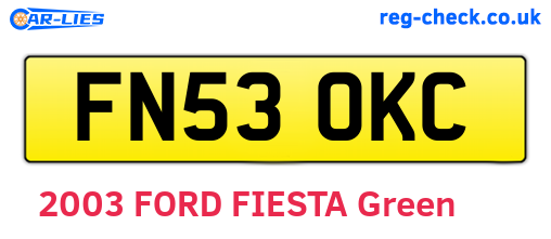 FN53OKC are the vehicle registration plates.