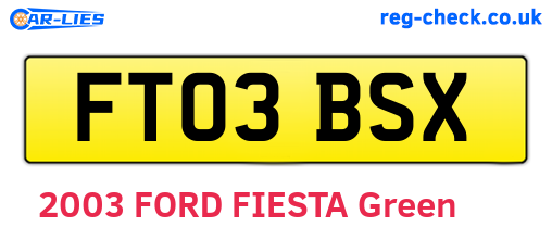FT03BSX are the vehicle registration plates.