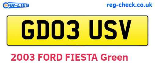 GD03USV are the vehicle registration plates.