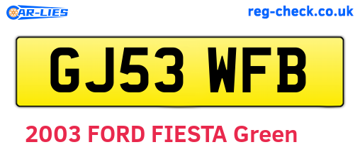 GJ53WFB are the vehicle registration plates.