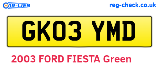 GK03YMD are the vehicle registration plates.