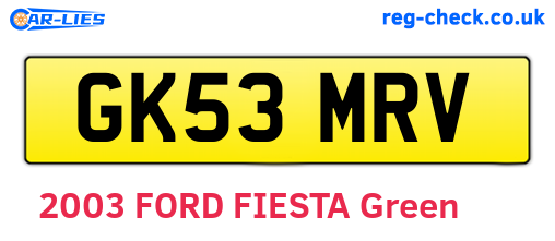 GK53MRV are the vehicle registration plates.