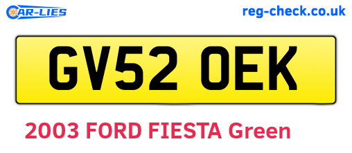 GV52OEK are the vehicle registration plates.