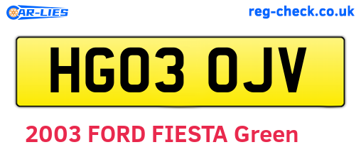 HG03OJV are the vehicle registration plates.