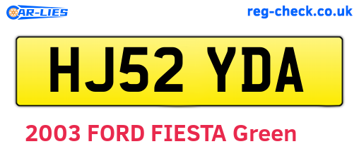 HJ52YDA are the vehicle registration plates.