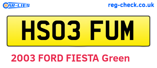 HS03FUM are the vehicle registration plates.