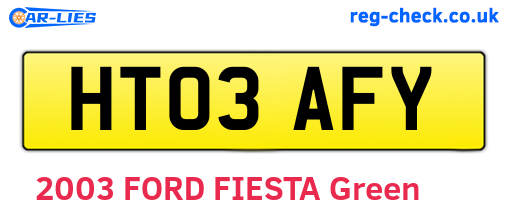 HT03AFY are the vehicle registration plates.