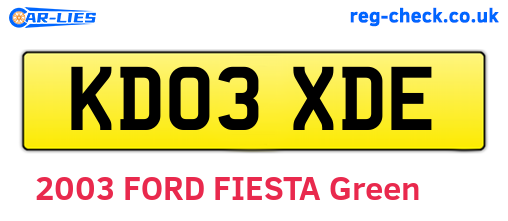KD03XDE are the vehicle registration plates.