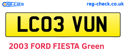 LC03VUN are the vehicle registration plates.