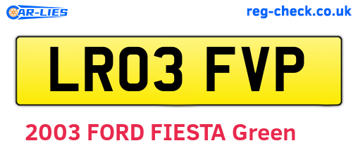 LR03FVP are the vehicle registration plates.