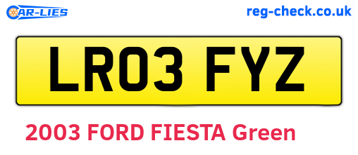 LR03FYZ are the vehicle registration plates.