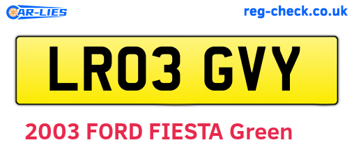 LR03GVY are the vehicle registration plates.