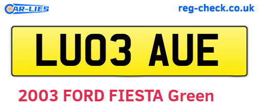 LU03AUE are the vehicle registration plates.