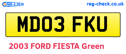 MD03FKU are the vehicle registration plates.