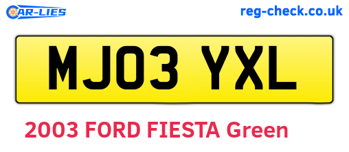 MJ03YXL are the vehicle registration plates.