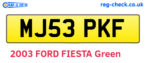 MJ53PKF are the vehicle registration plates.