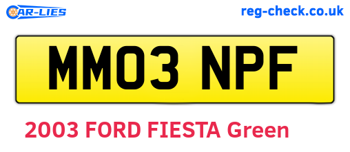 MM03NPF are the vehicle registration plates.