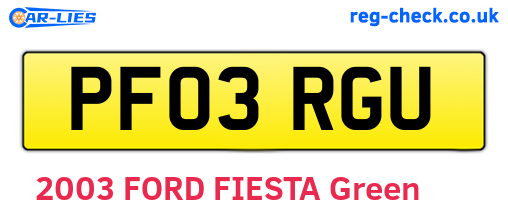 PF03RGU are the vehicle registration plates.