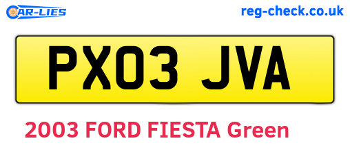 PX03JVA are the vehicle registration plates.
