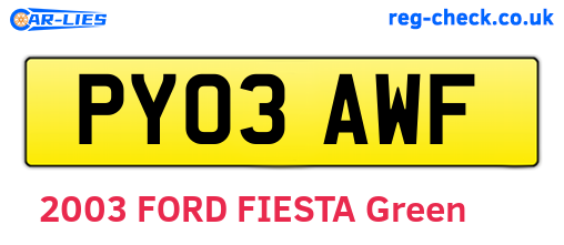 PY03AWF are the vehicle registration plates.