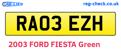RA03EZH are the vehicle registration plates.