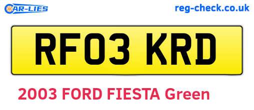 RF03KRD are the vehicle registration plates.