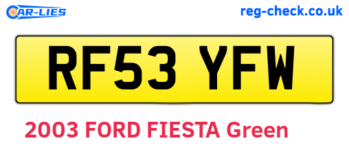 RF53YFW are the vehicle registration plates.