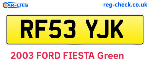 RF53YJK are the vehicle registration plates.