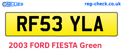 RF53YLA are the vehicle registration plates.