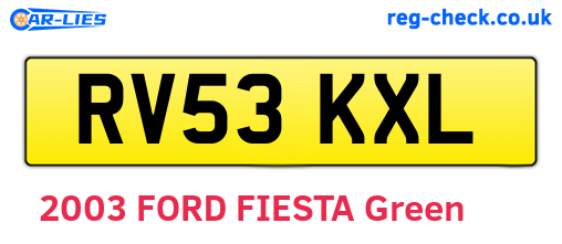 RV53KXL are the vehicle registration plates.