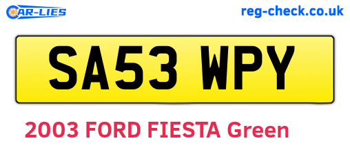 SA53WPY are the vehicle registration plates.