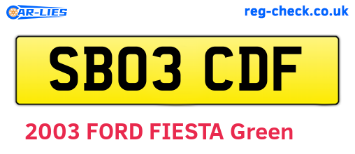 SB03CDF are the vehicle registration plates.