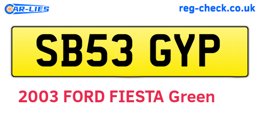 SB53GYP are the vehicle registration plates.