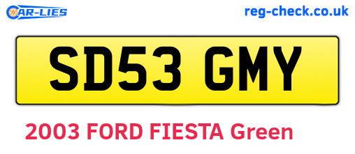 SD53GMY are the vehicle registration plates.