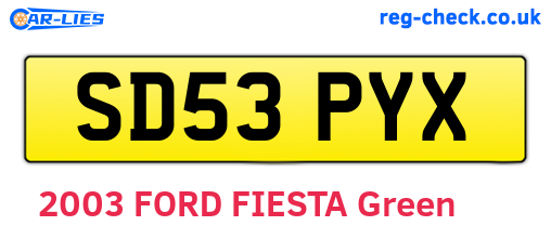 SD53PYX are the vehicle registration plates.